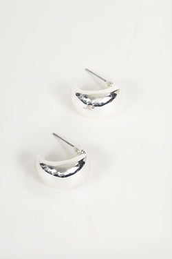 Carraig Donn Chunky Silver Curve Hoop Earrings