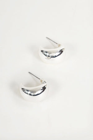 Chunky Silver Curve Hoop Earrings