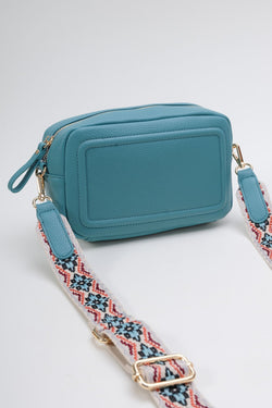 Carraig Donn Classic Camera Crossbody Bag in Aqua Blue