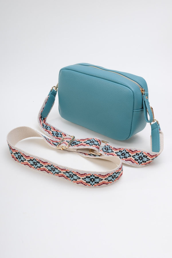 Carraig Donn Classic Camera Crossbody Bag in Aqua Blue