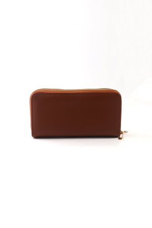 Classic Middle Zip Purse in Tan Brown