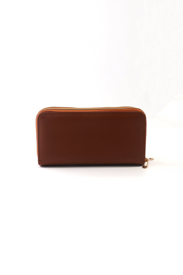 Carraig Donn Classic Middle Zip Purse in Tan Brown