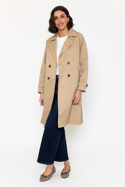 Carraig Donn Classic Trench Coat in Camel