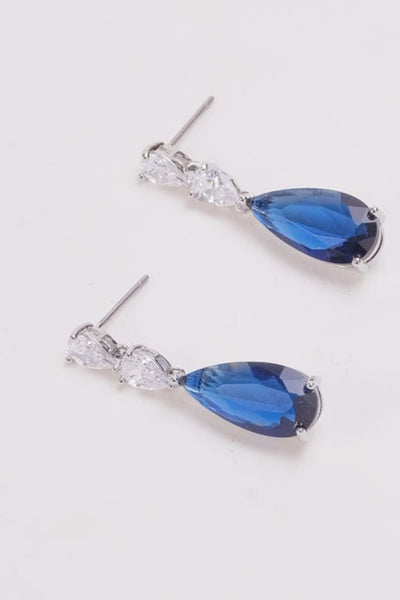 Carraig Donn Clear Diamante & Blue Stone Drop Earrings