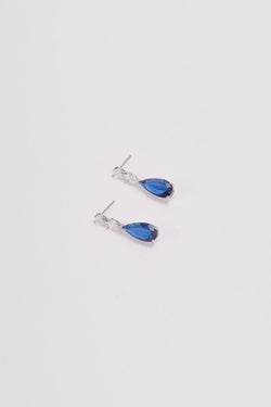 Carraig Donn Clear Diamante & Blue Stone Drop Earrings