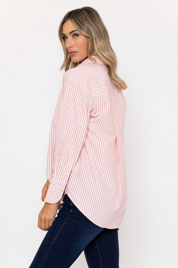 Carraig Donn Cotton Blend Long Sleeve Red Stripe Shirt