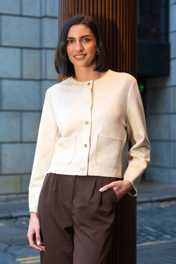 Carraig Donn Cream Cropped Suede Jacket