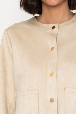 Carraig Donn Cream Cropped Suede Jacket