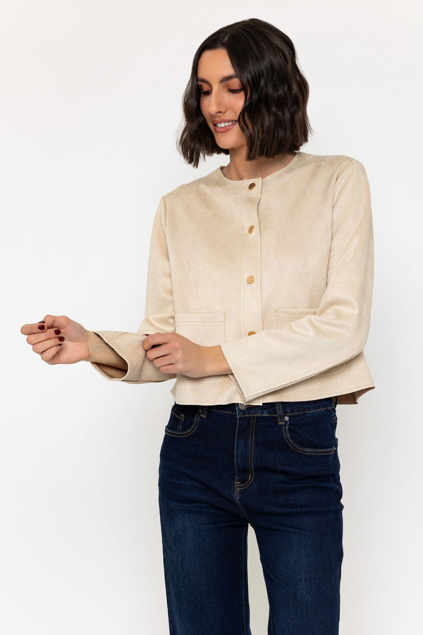 Carraig Donn Cream Cropped Suede Jacket