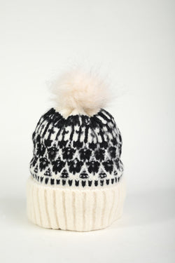 Carraig Donn Cream Fairisle Knit Beanie Hat