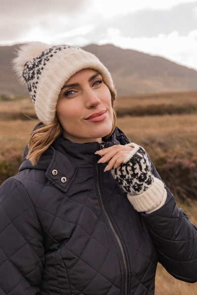 Carraig Donn Cream Fairisle Knit Beanie Hat