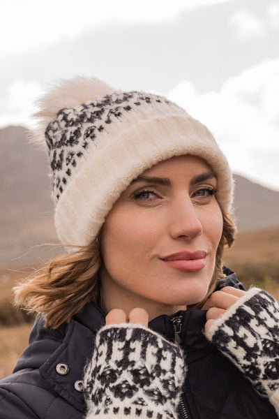 Carraig Donn Cream Fairisle Knit Beanie Hat