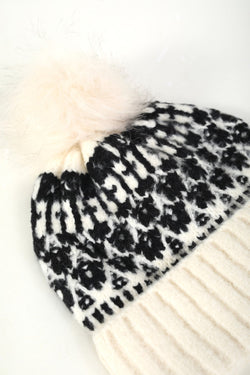 Carraig Donn Cream Fairisle Knit Beanie Hat