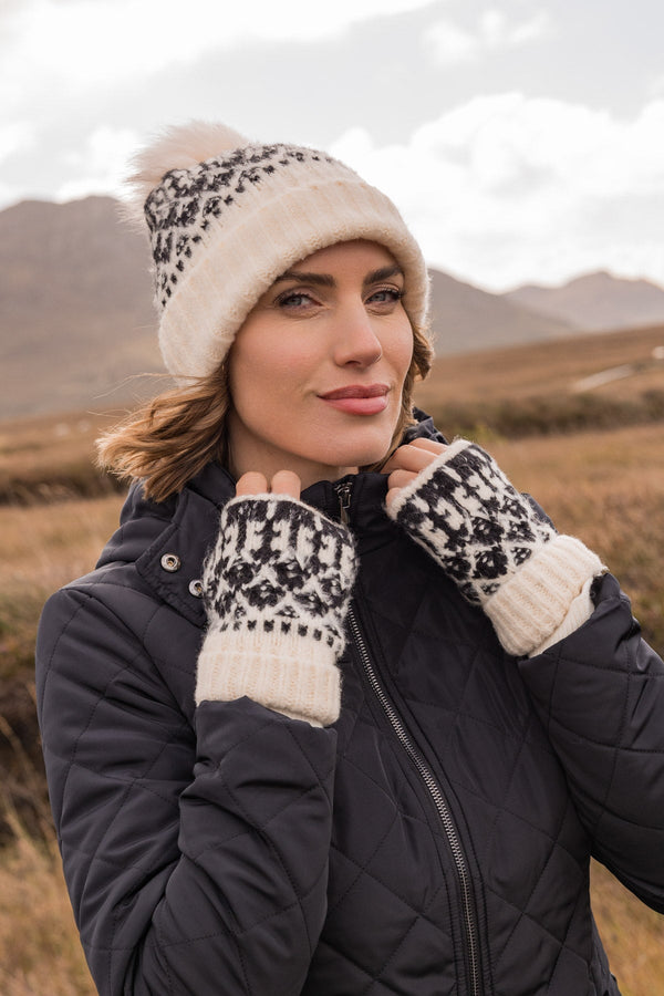 Carraig Donn Cream Fairisle Knit Beanie Hat