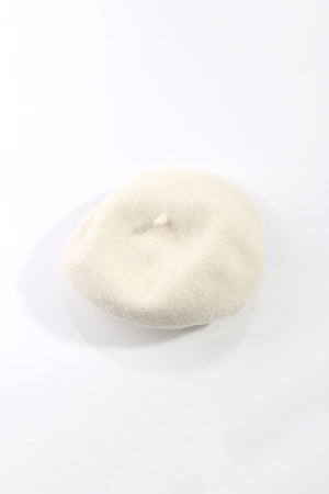 Cream Wool Beret With Heart Pin