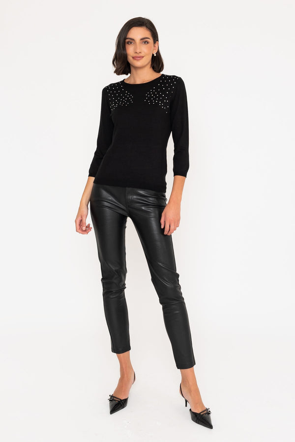 Carraig Donn Crew Neck Knit Sweater in Black