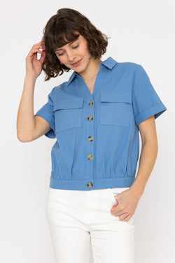 Carraig Donn Crop Short Jacket in Blue