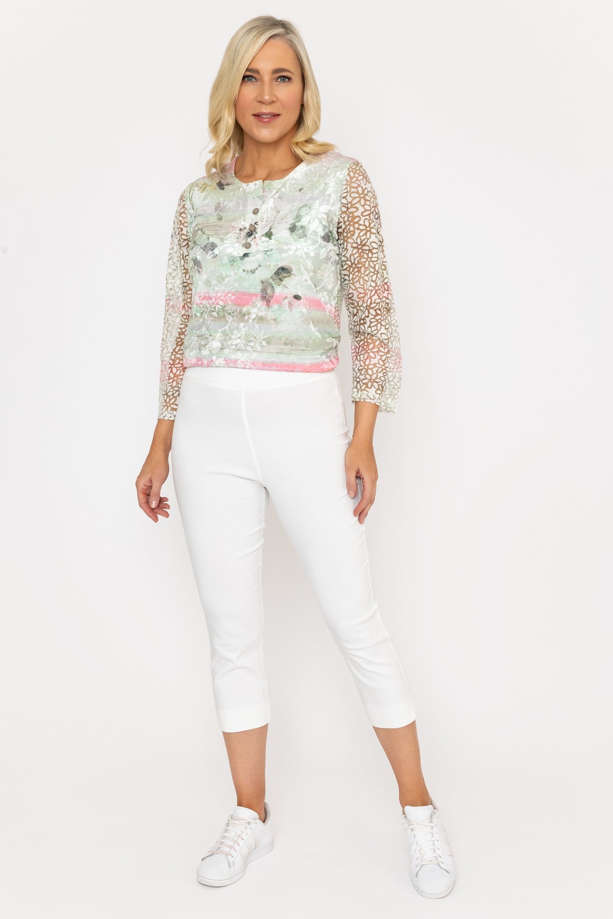 Cropped Bengaline Trousers in Ecru Ladies Cropped Trousers Carraig Donn