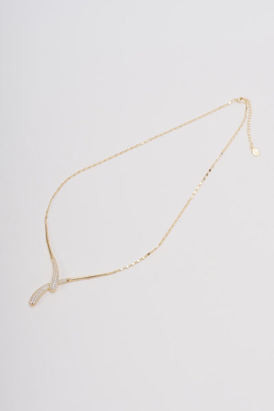 Carraig Donn Cross Over Gold Diamante Necklace