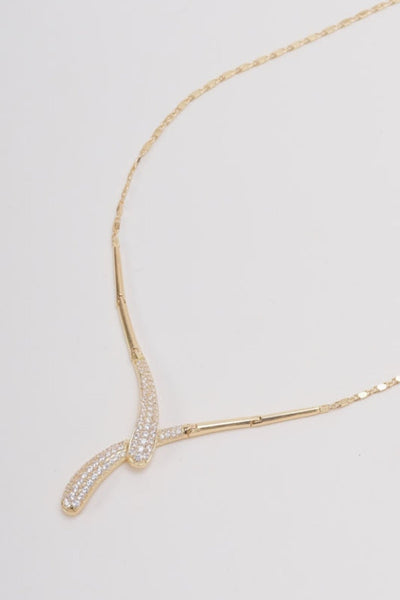 Carraig Donn Cross Over Gold Diamante Necklace