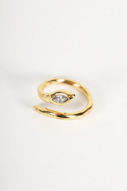 Carraig Donn Crystal Stone Snake Twist Gold Ring