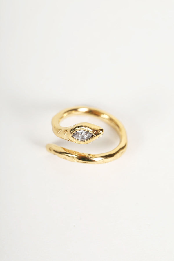 Carraig Donn Crystal Stone Snake Twist Gold Ring