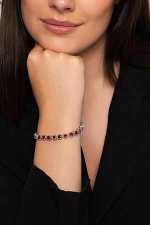 Danna Silver Garnet Tennis Bracelet