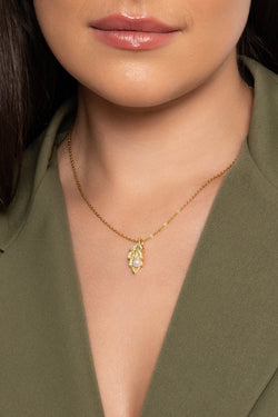 Carraig Donn Davina Leaf & Pearl Pendant Necklace