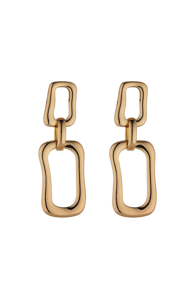 Carraig Donn Elongated Gold Link Earrings