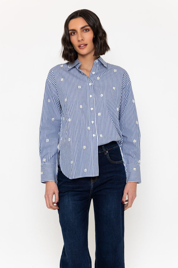 Carraig Donn Embellished Blue Stripe Shirt