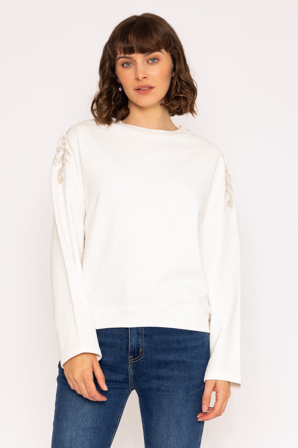 Carraig Donn Embellished Sweater in Ivory