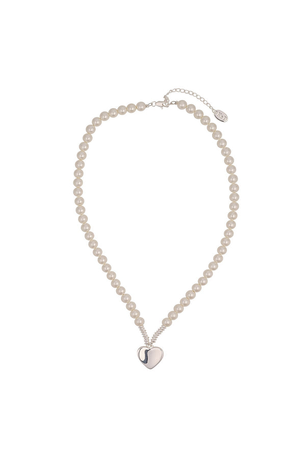 Carraig Donn Faux Pearl & Heart Silver Necklace