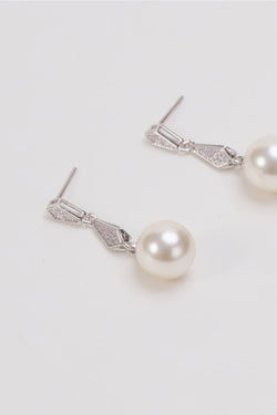 Carraig Donn Faux Pearl Sliver Diamante Drop Earrings