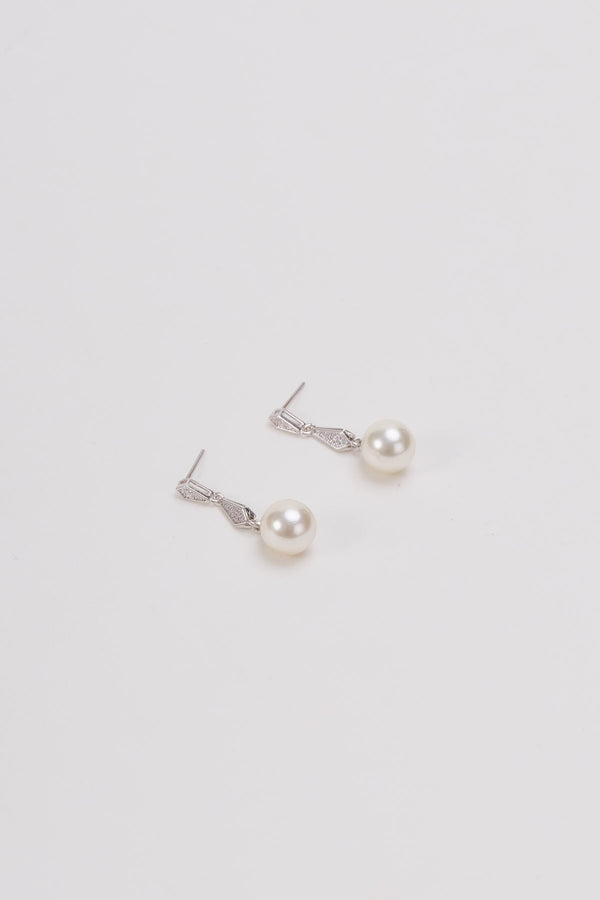 Carraig Donn Faux Pearl Sliver Diamante Drop Earrings