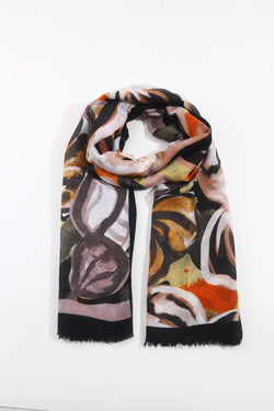 Carraig Donn Floral Blend Lightweight Scarf in Black