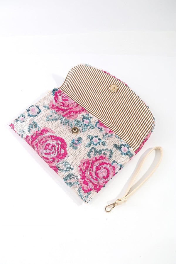 Carraig Donn Floral Embellished Clutch in Pink