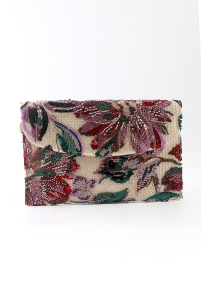 Carraig Donn Floral Embellished Clutch in Purple