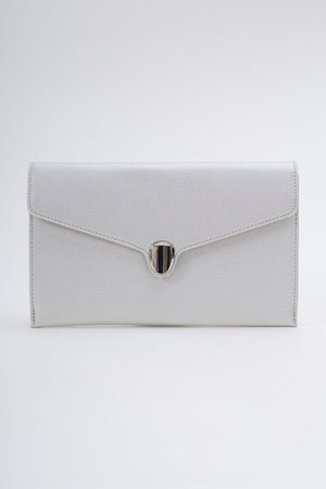 Front Clasp Clutch Bag in Silver