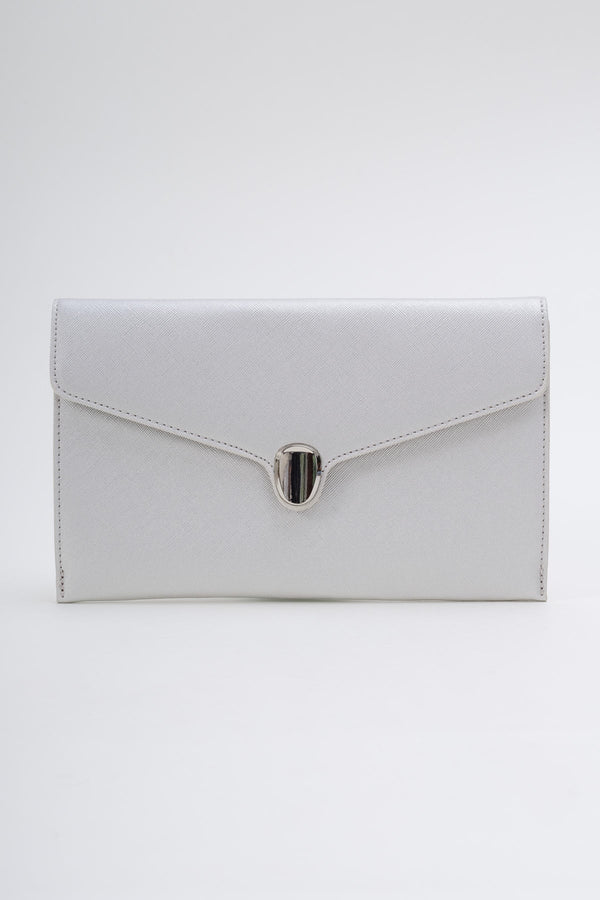 Carraig Donn Front Clasp Clutch Bag in Silver