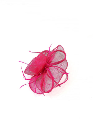 Fuchsia Flower & Feather Fascinator