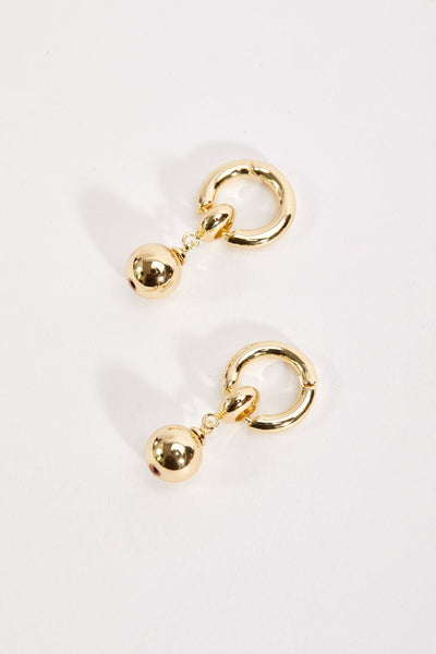 Carraig Donn Gold Ball Charm Hoop Earrings