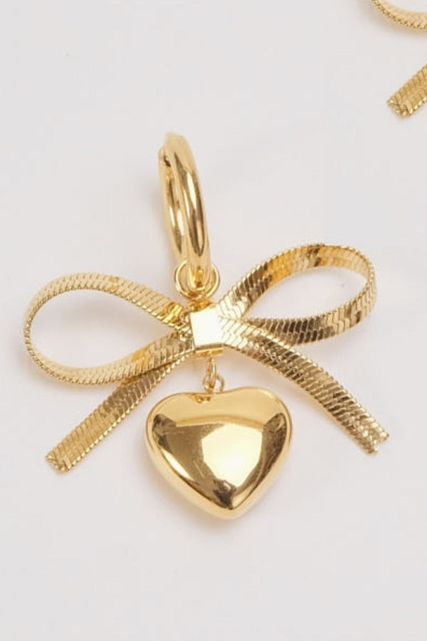 Carraig Donn Gold Bow & Heart Hoop Earrings