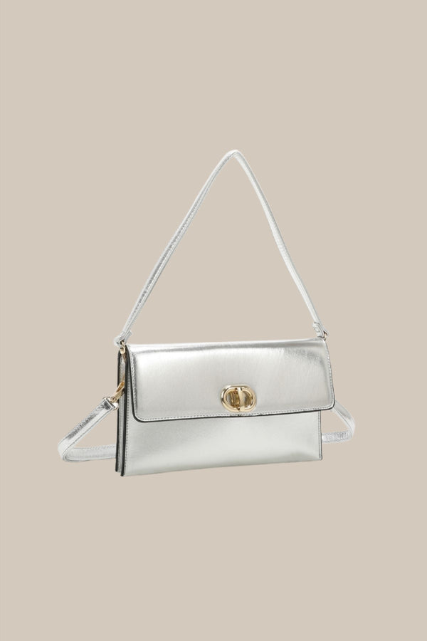 Carraig Donn Gold Clasp Envelop Bag in Silver