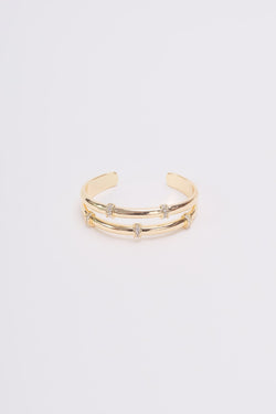 Carraig Donn Gold & Diamante Double Bangle