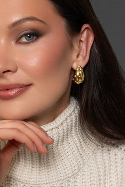 Carraig Donn Gold Diamante Teardrop Earrings