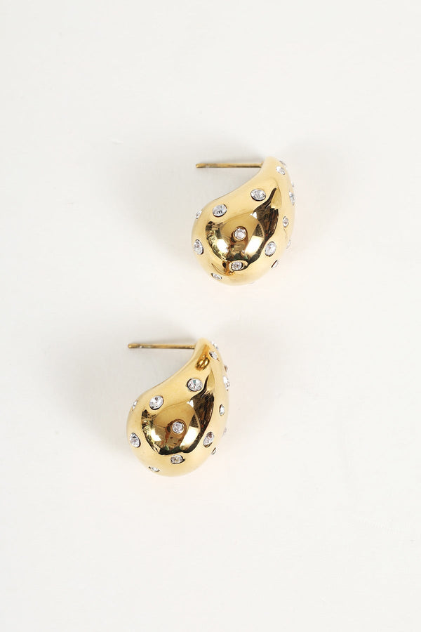 Carraig Donn Gold Diamante Teardrop Earrings