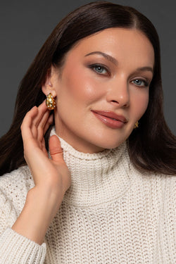 Carraig Donn Gold Diamante Teardrop Earrings