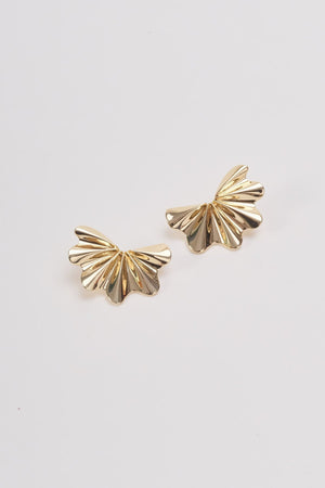 Gold Fan Stud Earrings