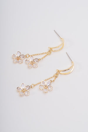 Gold Flower Drop Earrings