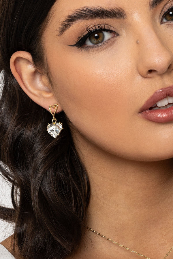 Carraig Donn Gold Heart Drop Earrings